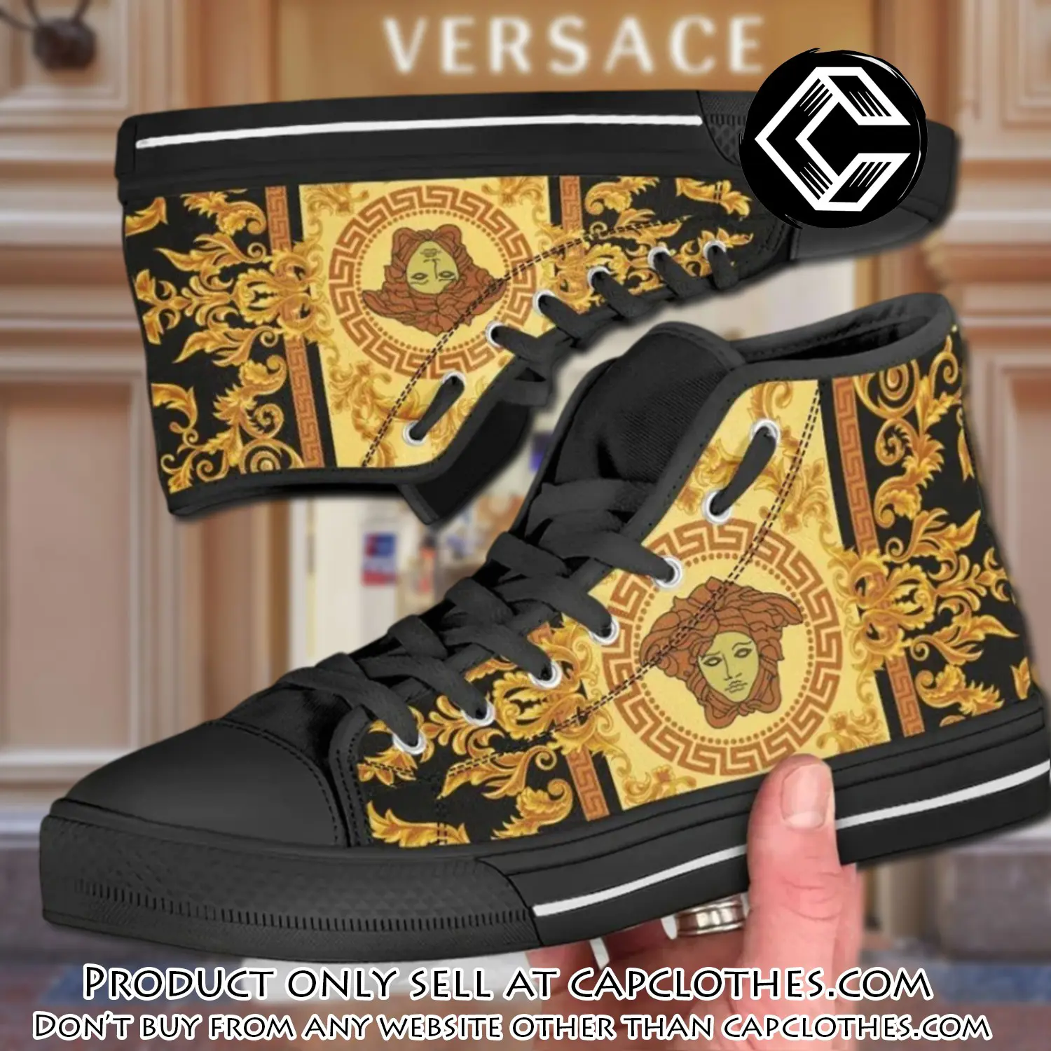 Versace medusa high top canvas shoes luxury brand gifts for men women cc4700472